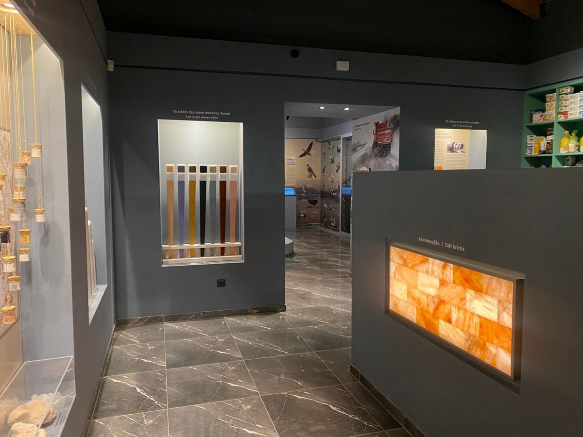 Exhibition displays inside the Salt Museum of Messolonghi.